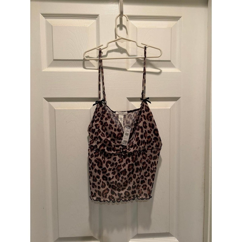 NWT Full Tilt Sheer Leopard Print bow tank